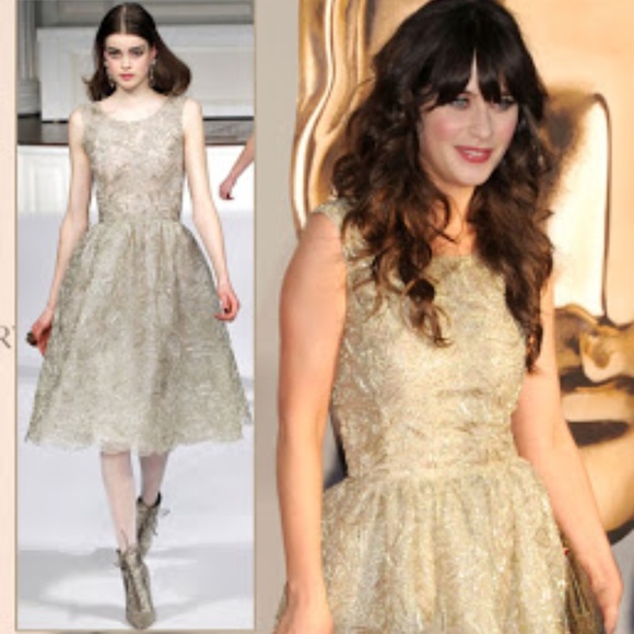 Champagne embellished Oscar de la Renta dress - Picture 9 of 10